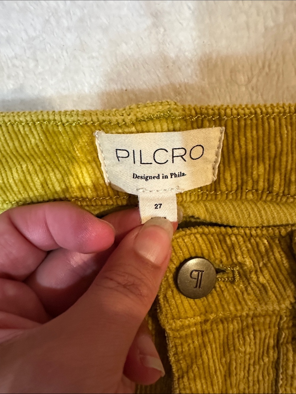 Anthropologie Pilcro Low Rise Chop Pocket Corduroy Flare Pants Jeans 27 Gold - Picture 3 of 7